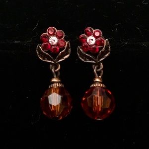 Boho Flowery Rhinestone Beaded Teardrop Earrings